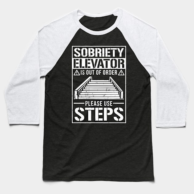 Elevator Broken Use Steps Baseball T-Shirt by tanambos